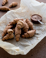 Homemade crescent rolls (croissants) with cinnamon sugar. 