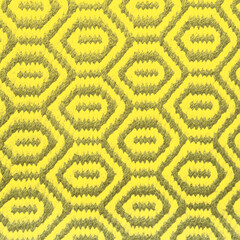 Bright IlluminatingYellow and Gray Wool Rug Carpet Texture Background.