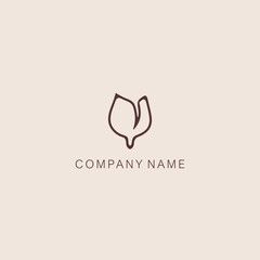 Simple, minimalistic, stylized tulip symbol or logo, consisting of one element. Made with a contour thin line.