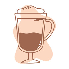 coffee latte cream in glass icon line and fill