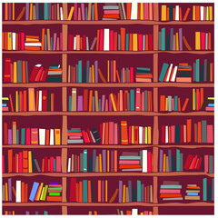bookshelf with books.Seamless pattern