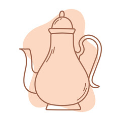 ceramic teapot utensil icon line and fill