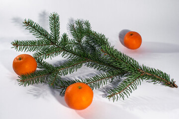 Sprig of Christmas tree and tangerine 2