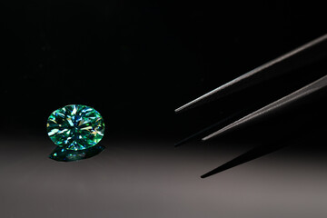 Blue Gemstone on Dark Background