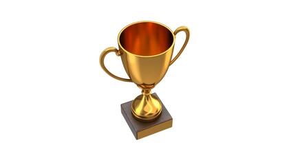3D render of Gold Trophy Cup isolated on white