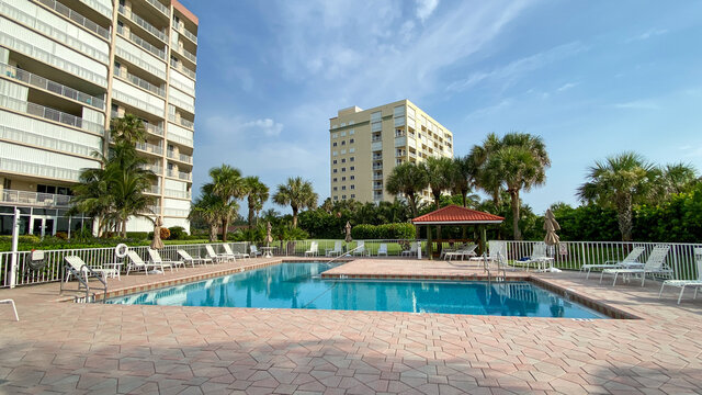 A condominium swimming pool area in Florida.