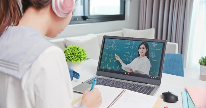 female student learn math online