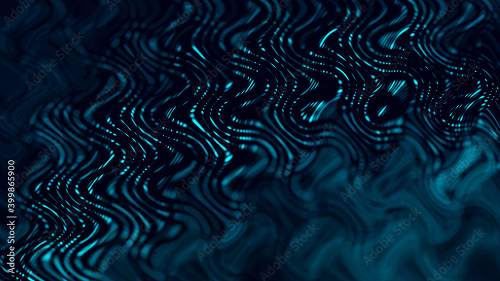 Poster Abstract surface. Colored pattern on blue and green background 3d rendering.