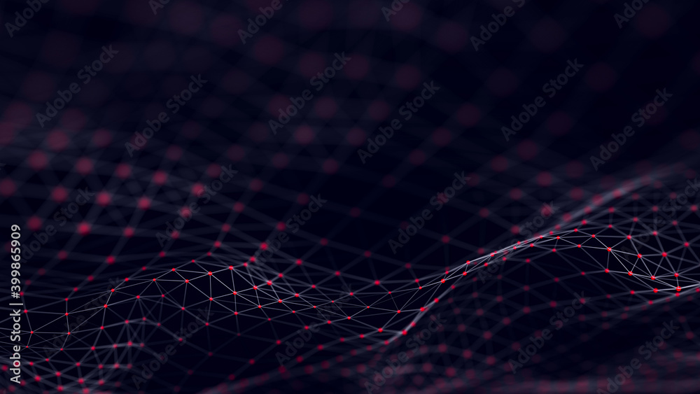 Poster Technological background . Network connection structure. Digital data communication. 3D