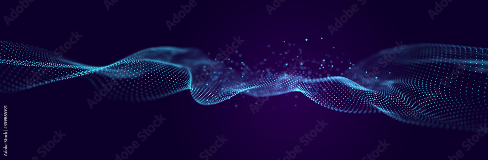 Poster Information Technology. Digital background. 3D visualization of big data. 3d rendering.