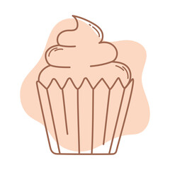 sweet cupcake dessert food icon line and fill