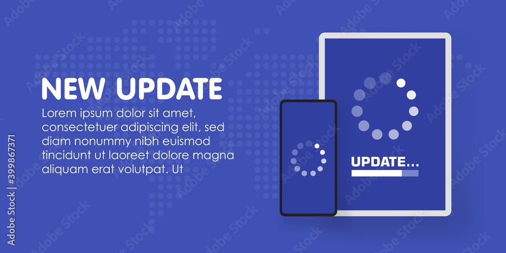 Poster system software update and upgrade concept. loading process in smart phone screen. vector illustrati