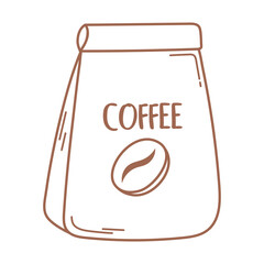 coffee package product icon in brown line