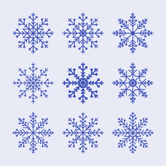 Fototapeta na wymiar Vector snowflake set. Pattern for Christmas or New Year decoration. Background illustration for greeting card, banner and other holiday media