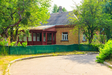 Small brick house in the ukrainian village