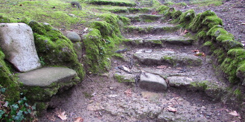 Vecchia scala di pietra nel parco
