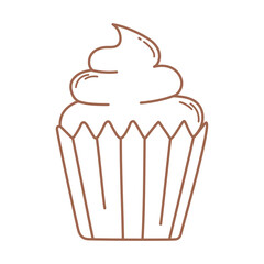 sweet cupcake dessert food icon in brown line