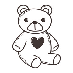 teddy bear toy love romantic heart doodle icon design
