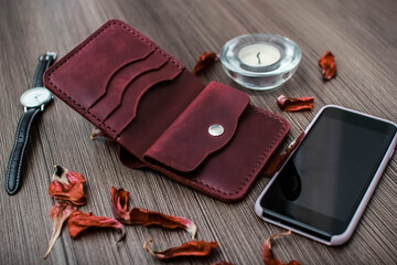 Leather men's and women's leather wallets