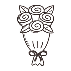 bouquet flowers love romantic doodle icon design