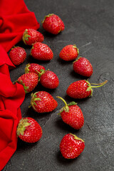 front view fresh red strawberries on dark background berry fruit ripe