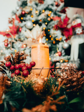 christmas decoration with candle