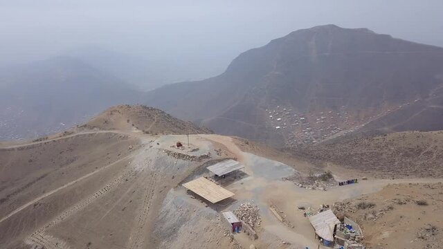 aerial drone view in the apu Siqay in Villa Maria del Triunfo in Peru