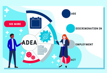 Vector website design template . ADEA  - Age Discrimination in Employment Act  acronym. business concept background. illustration for website banner, marketing materials, business presentation, online