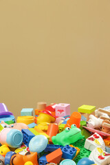 Pile of various colorful children's toys.