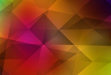 Dark Multicolor vector shining triangular background.
