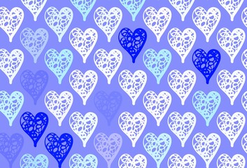 Light Blue, Yellow vector texture with lovely hearts.