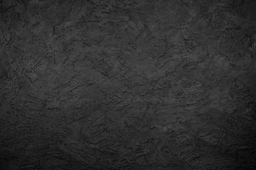 Tuinposter Black stone background texture. Black stone plaster cement. Grunge wall. Graphite © Michail