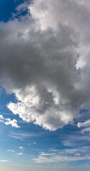 Fantastic clouds against blue sky, panorama