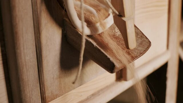 Grain coming out of a flour mill