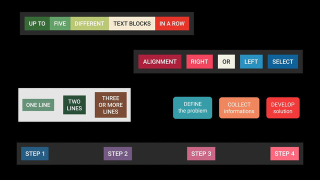 Colorful Small Text Blocks in One Row