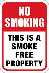 Smoke Free Property Sign | No Smoking on the Premises | Vector Design for Businesses and Property Management