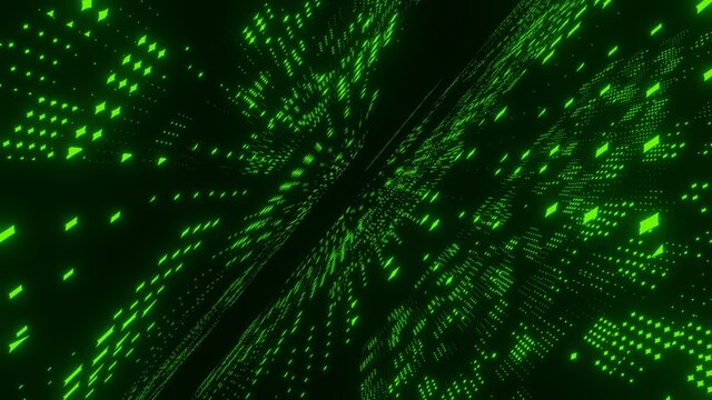 Abstract illustration of green glowing pattern element in black background