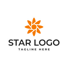 Star logo design with outline style. Outer space vector graphics.