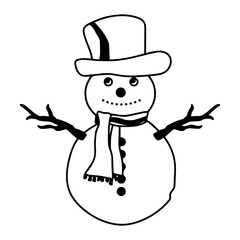 Isolated snowman cartoon. Christmas character - Vector illustration