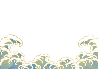 和風の波のイメージイラスト Wall Mural Wallpaper Murals ヨーグル 和風の波のイメージイラスト Wall Mural Wallpaper Murals ヨーグル