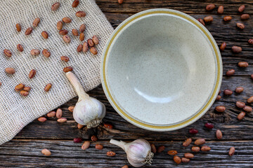 Empty bowl on rustic table