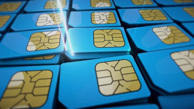 3d animation of Sim Cards in a factory. High quality 4k footage