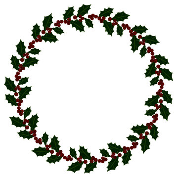 Elaborate traditional Christmas holly wreath