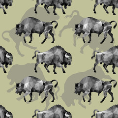 seamless background monochrome , isolated images of wild bulls on a  colored background in the style of  