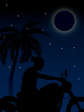 Viaje en moto durante la noche