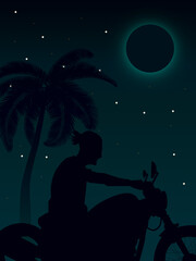 Viaje en moto durante la noche