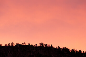 A vibrant, colorful mountain sunset in Yosemite