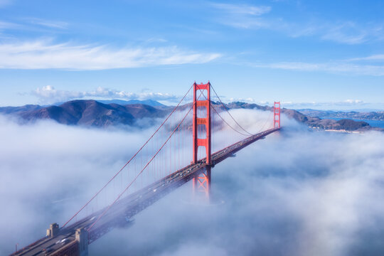Aerial view of Golden gate bridge 