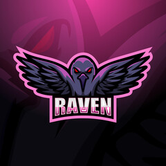 Raven esport mascot logo design © frescostudio