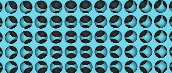 stacked circle perforated paper design. abstract vector background illustration. light blue color